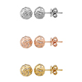 Womens 14K Gold Cone Diamond Stud Earrings - Choice of White, Rose or Yellow Gold