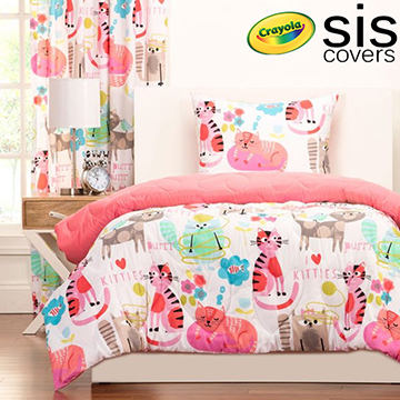 Purrty Cat Crayola Reversible Collection 2-Piece Twin Bedding Set