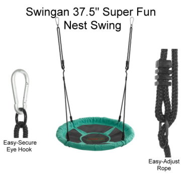 Swingan 37.5� Super Fun Nest Swing With Adjustable Ropes & Solid Fabric Seat Design
