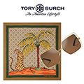 Tory Burch T Monogram Silk Neckerchief Bundled with Kira Stripe Open-Wire Square Sunglasses