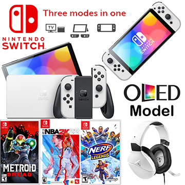 Nintendo Switch (OLED Model) White Gaming System Teen Bundle