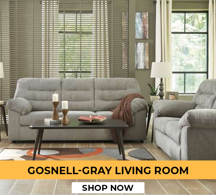 GOSNELL-GRAY LIVING ROOM With this Casual Contemporary Living Room Furniture Collection, you can Bring Fresh Comfort and Style to your Entertaining Space. The Soft Fabric Provides a Corduroy Style Texture for added Appeal