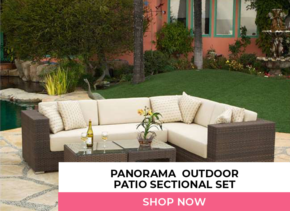 Panorama 4PC Outdoor Patio Deep Sectional Set Featuring All Weather Resin Wicker & Sunbrella Fabric