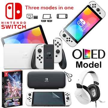 Nintendo Switch (OLED model) White Gaming System Kids Bundle